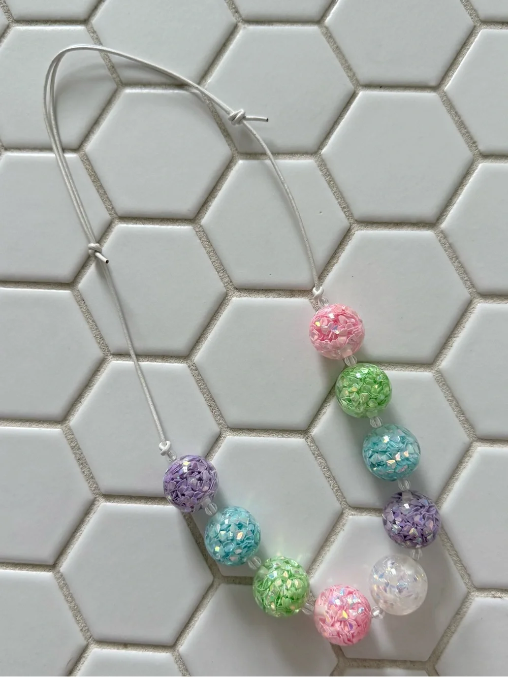 Colorful Pastel Sequin Bubble Necklace - Pink, Green, Blue, Purple